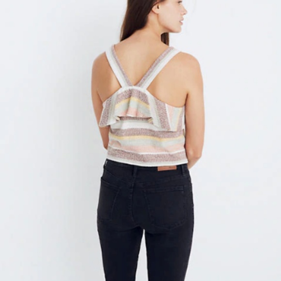 Texture & Thread Ruffle Tie-Front Tank in Stripe - Picture 2 of 4